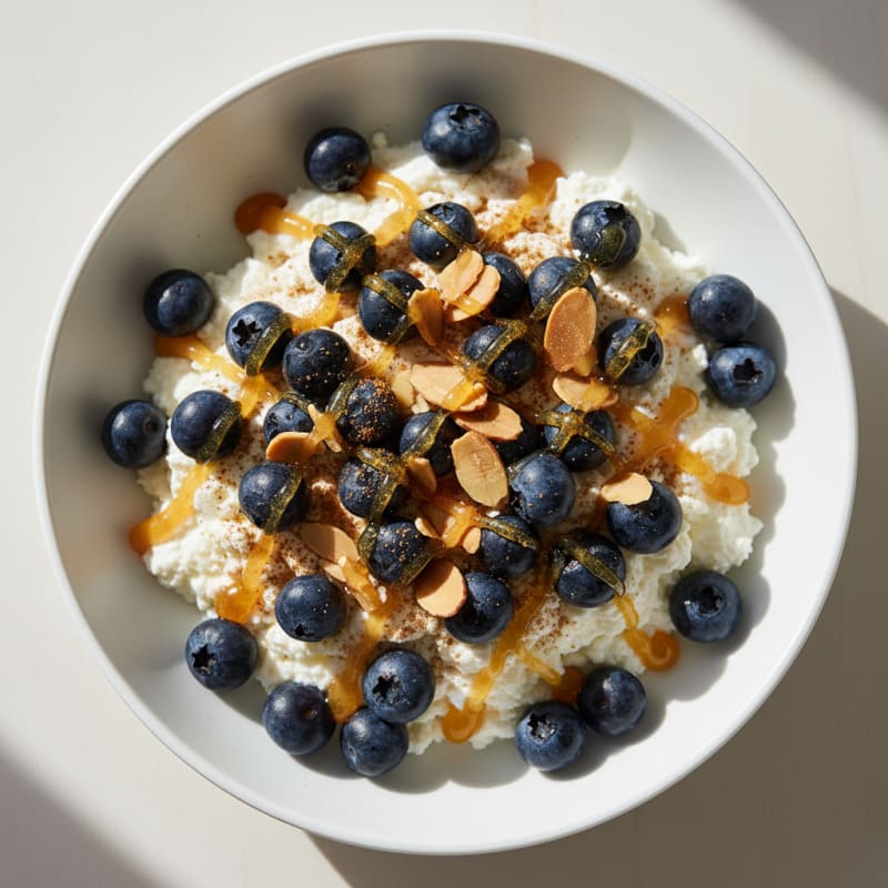 Cottage Cheese Berry Bowl with Sliced Almonds