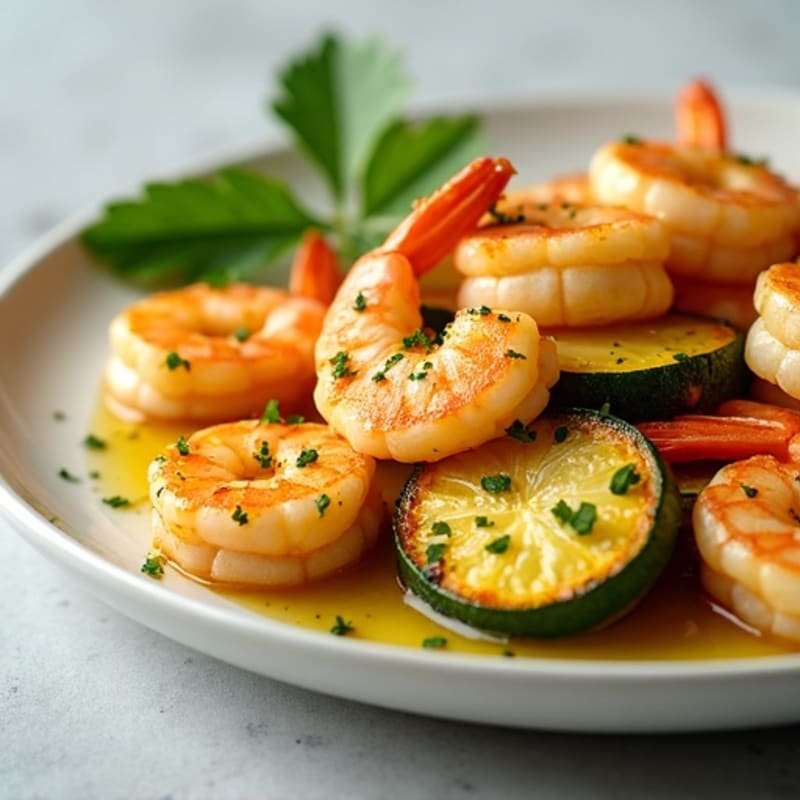 Lemon-Garlic Butter Shrimp with Herb-Roasted Zucchini
