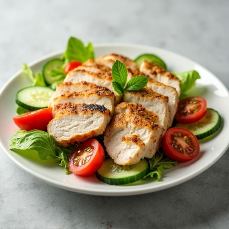 Grilled Turkey Breast Salad with Cucumber and Tomato