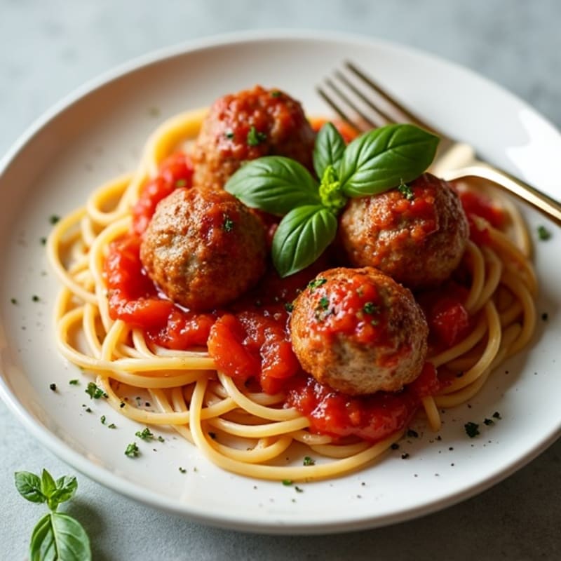 Lean Turkey Meatballs with Whole Wheat Spaghetti and Fresh Tomato Sauce