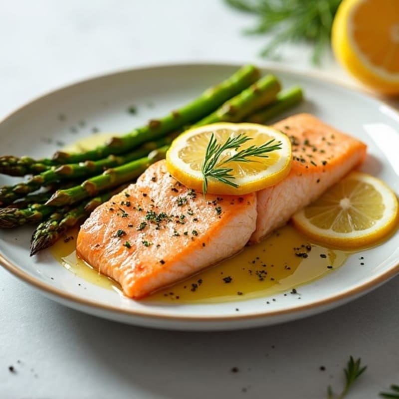 Flaky Lemon-Herb Roasted Salmon with Roasted Asparagus