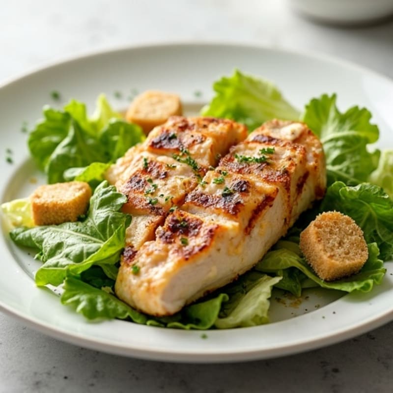 Grilled Chicken Caesar Salad with Crispy Romaine