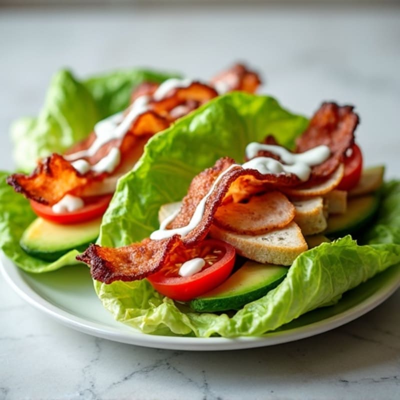 Crispy Turkey Bacon Lettuce Wraps with Fresh Tomato and Avocado