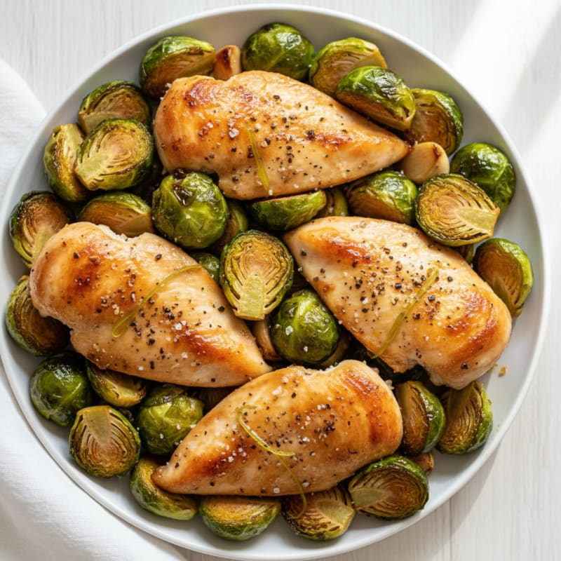 Crispy Roasted Chicken and Brussels Sprouts