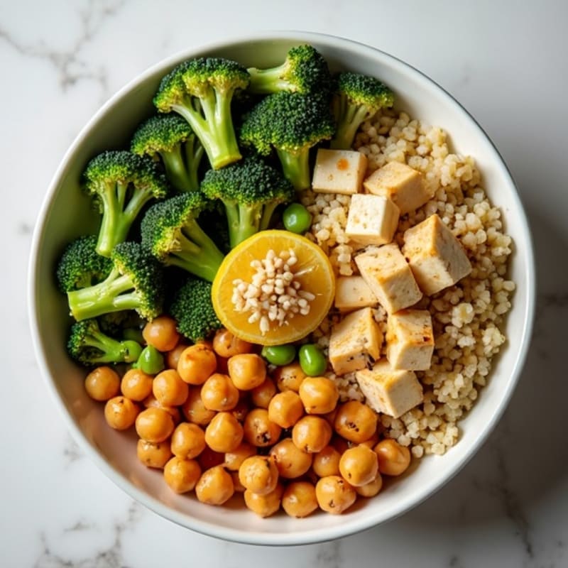 Creamy Lemon-Tahini Buddha Bowl with Crispy Chickpeas and Roasted Vegetables