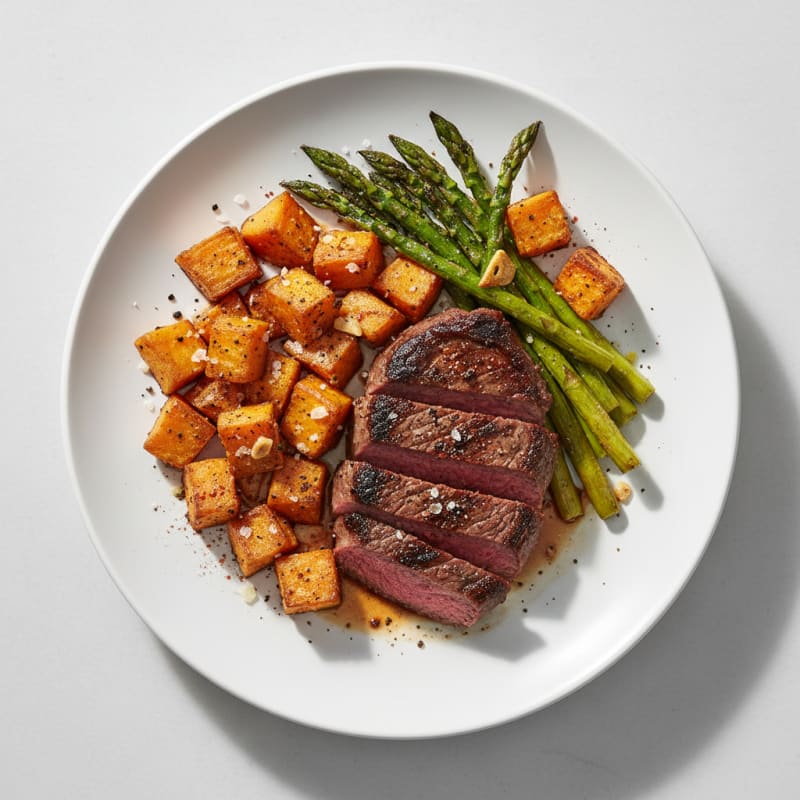 Charred Steak with Roasted Sweet Potatoes