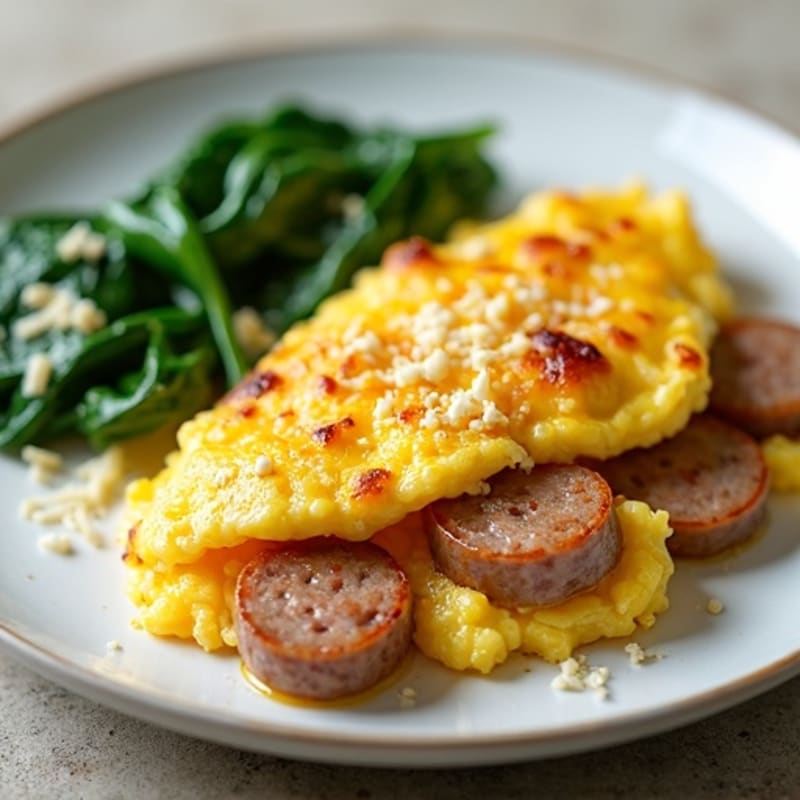Egg White Scramble with Turkey Sausage and Spinach