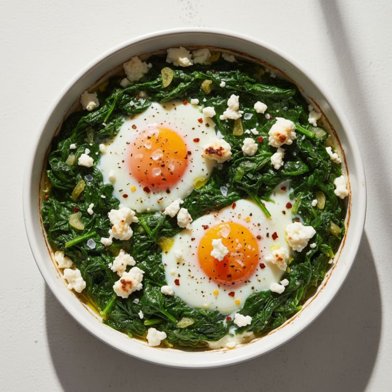 Baked Eggs with Spinach and Feta