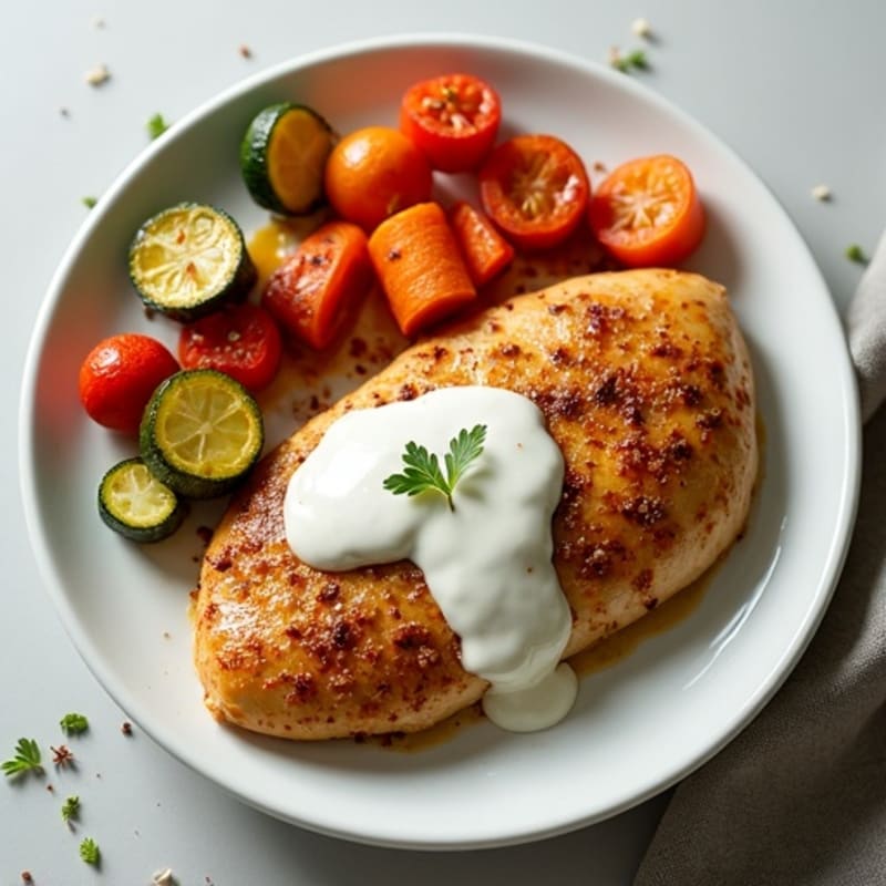 Creamy Spiced Chicken with Roasted Vegetables