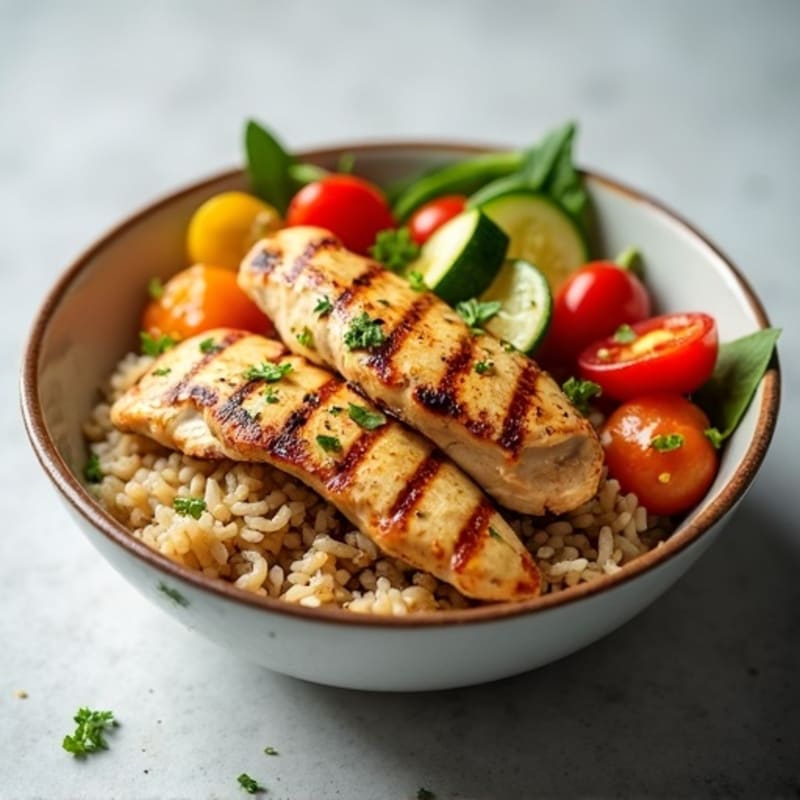 Grilled Chicken and Vegetable Rice Bowl