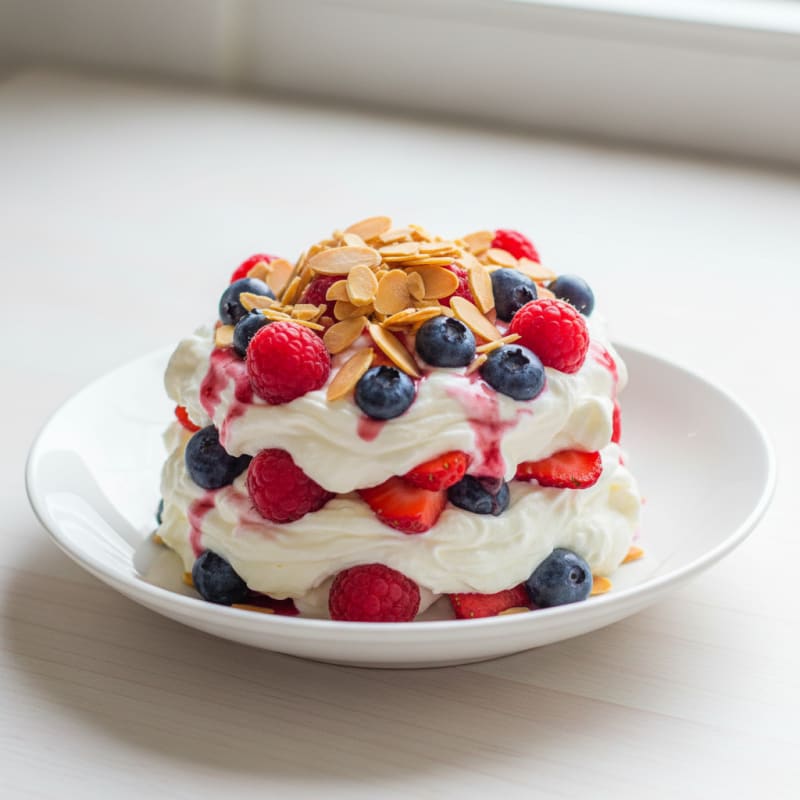 Greek Yogurt Protein Parfait with Mixed Berries and Almonds