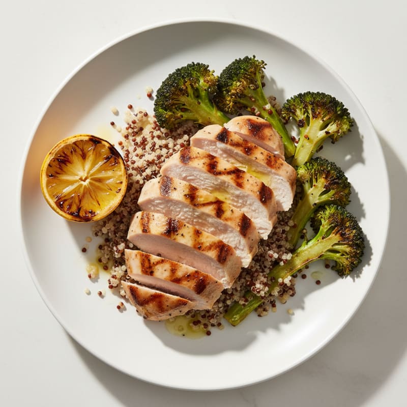 Grilled Turkey Breast with Quinoa and Roasted Broccoli
