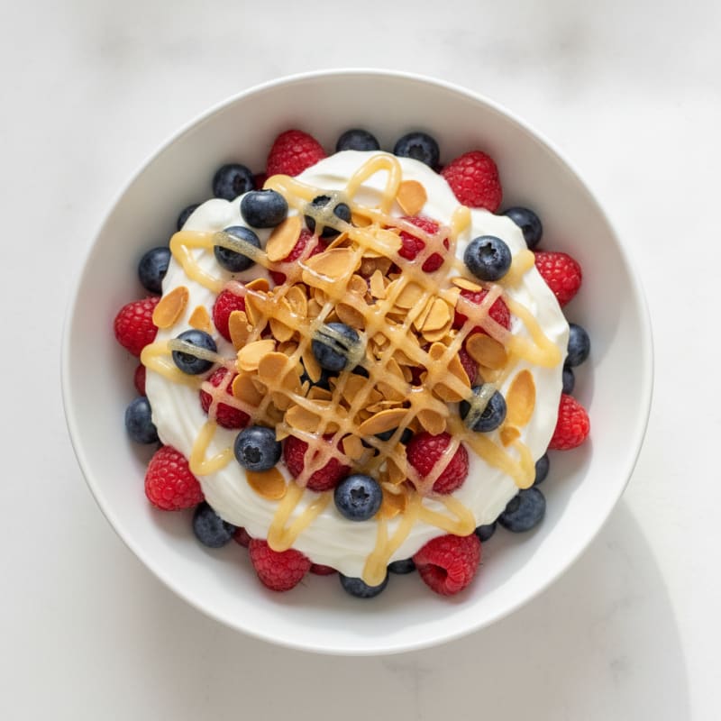 Greek Yogurt Parfait with Mixed Berries and Almonds