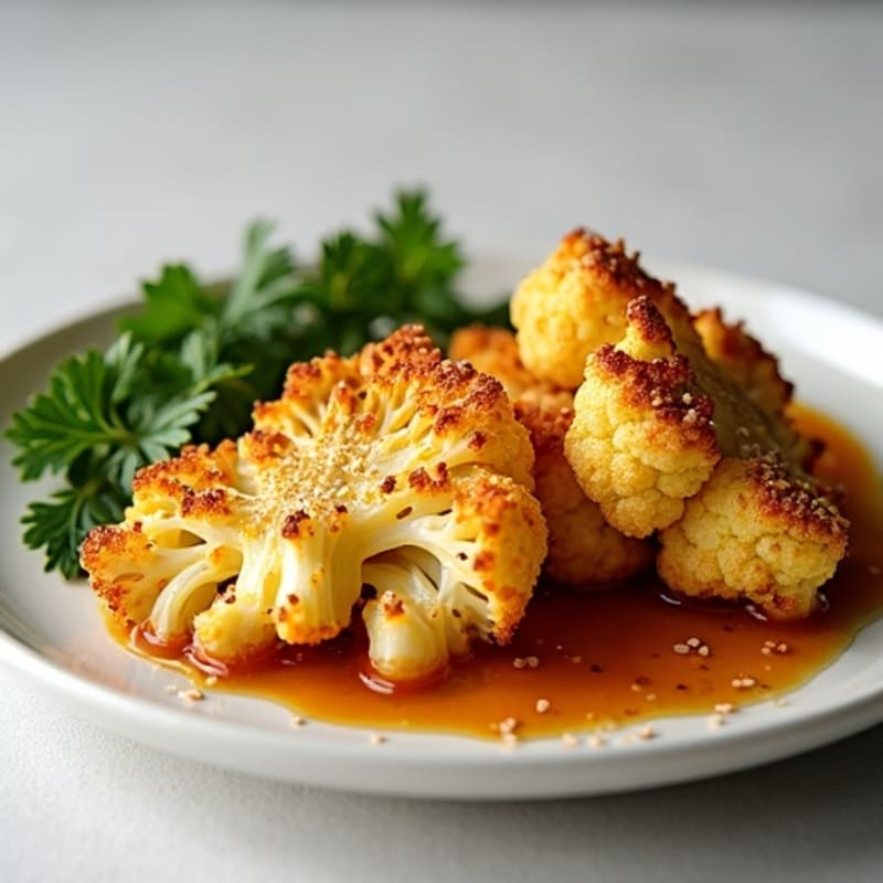 Crispy Sesame-Crusted Cauliflower Steaks with Ginger-Miso Sauce