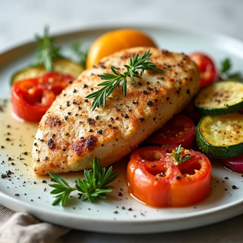Herb-Crusted Pan Seared Chicken with Roasted Vegetables