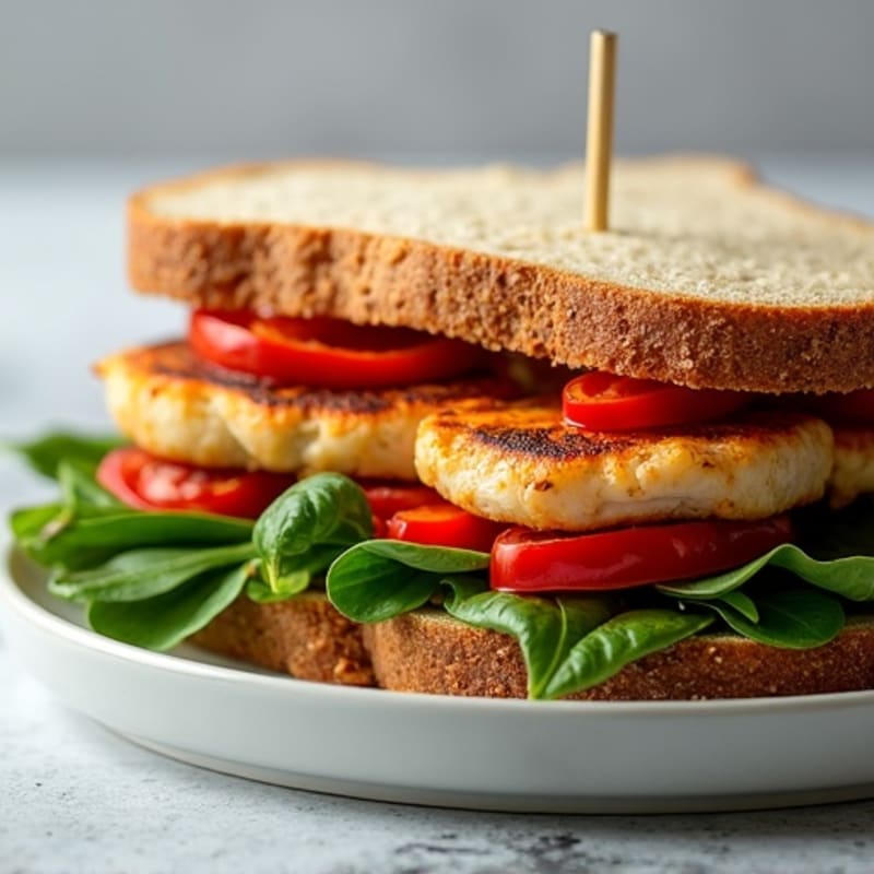 Grilled Chicken and Roasted Pepper Sandwich with Spinach Salad