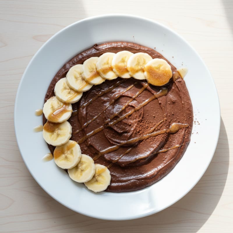 Silky Chocolate Protein Pudding with Sliced Bananas