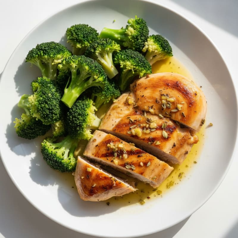 Lemon Herb Chicken Breast with Steamed Broccoli