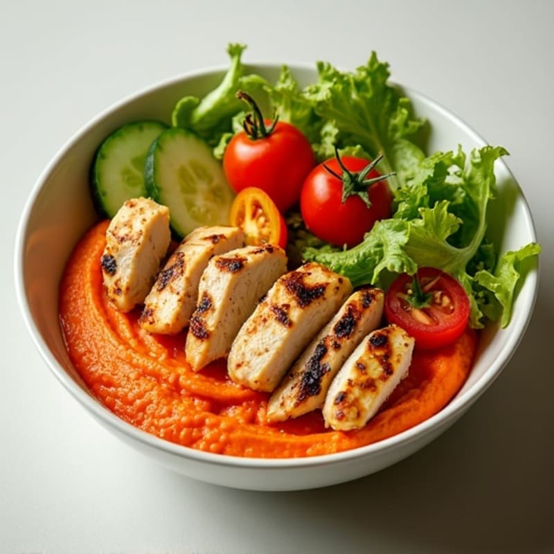 Creamy Roasted Red Pepper Hummus Bowl