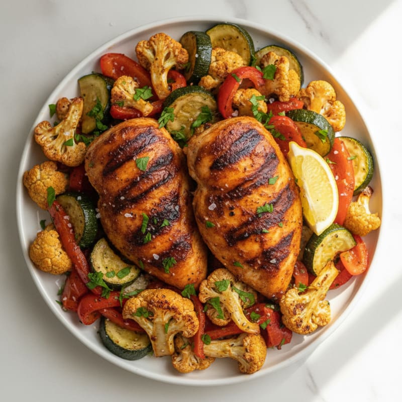 Spicy Harissa Chicken with Roasted Vegetables