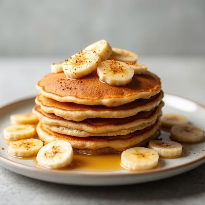 Fluffy Banana Protein Pancakes with Warm Spiced Bananas