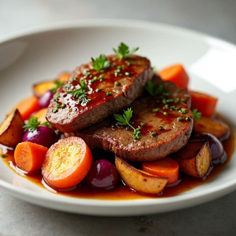 Slow-Cooked Smoky Brisket with Roasted Root Vegetables