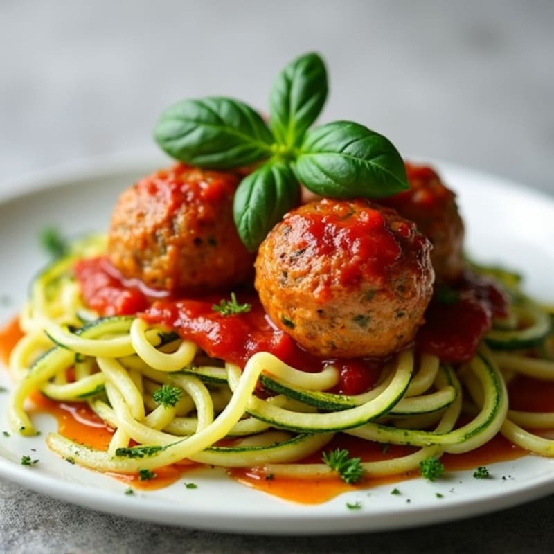 Lean Turkey Meatballs with Zucchini Noodles and Fresh Marinara