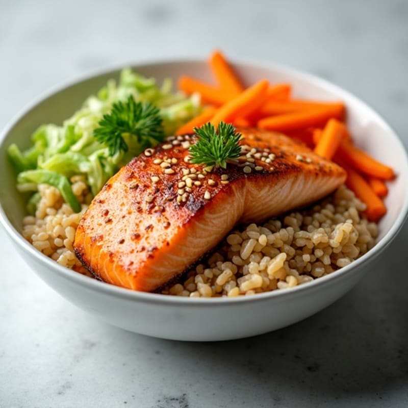 Crispy Sesame Ginger Salmon Rice Bowl
