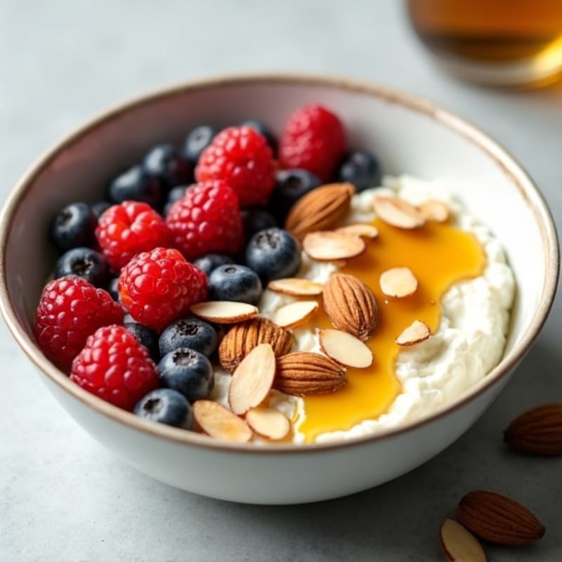 Cottage Cheese and Berry Protein Bowl with Almonds
