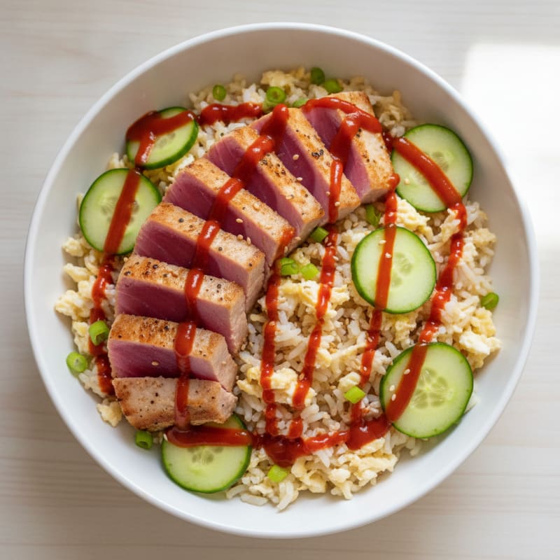 Seared Tuna Sriracha Rice Bowl