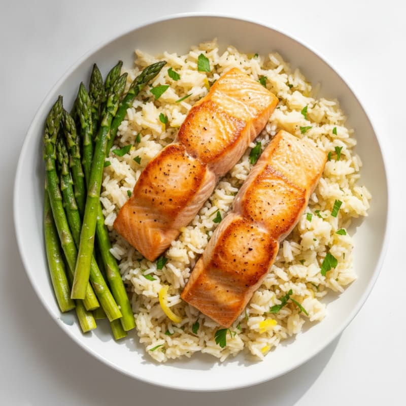 Pan-Seared Salmon with Lemon-Herb Rice