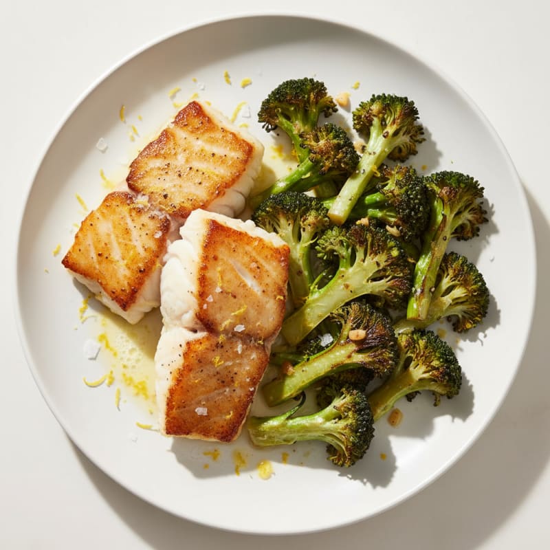 Seared Cod with Roasted Broccoli and Lemon Zest
