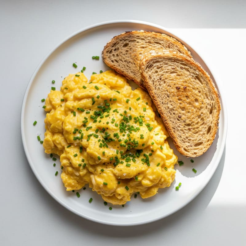 Creamy Golden Scrambled Eggs with Chives