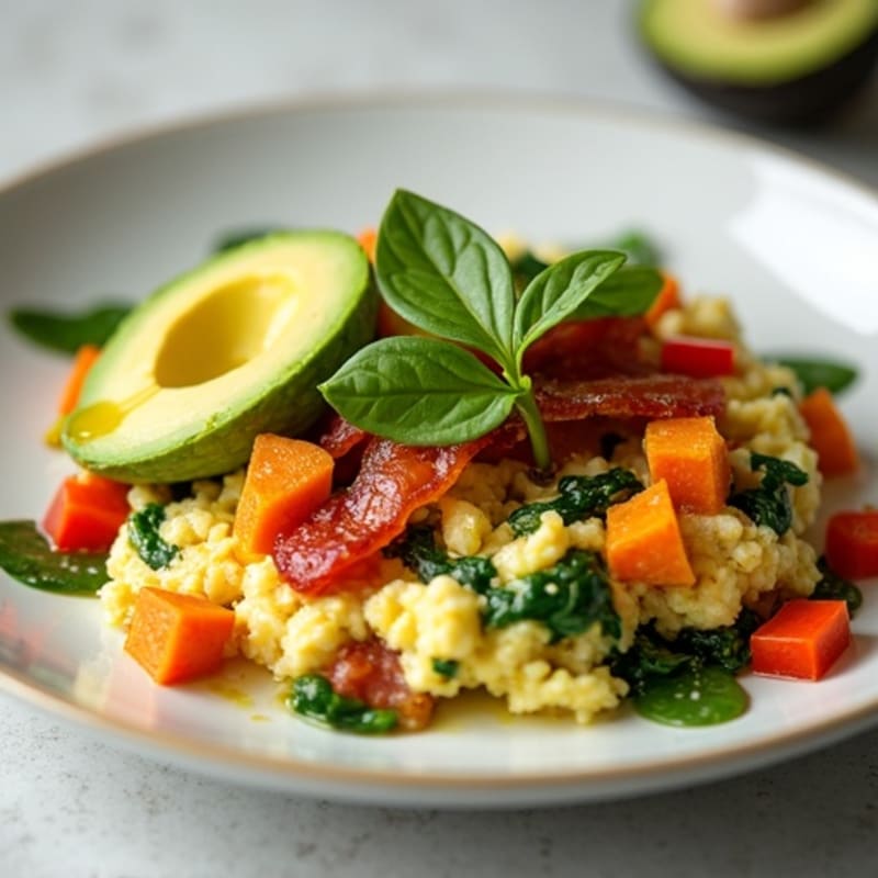 Egg White Scramble with Spinach and Turkey Bacon