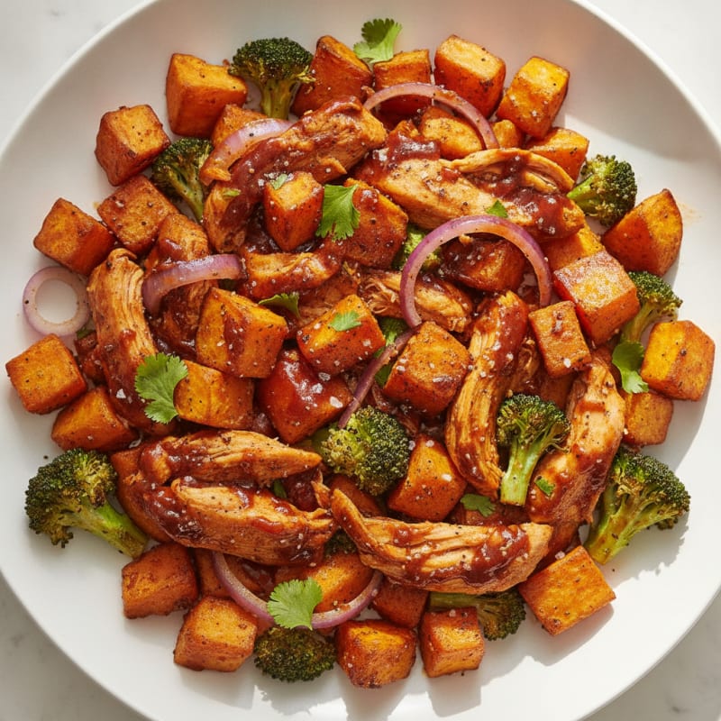 Barbecue Chicken and Roasted Sweet Potato Bowl