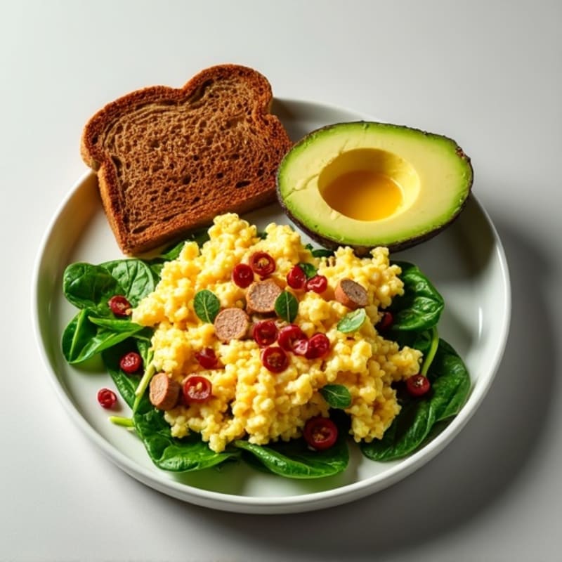 Egg White and Turkey Sausage Scramble with Spinach