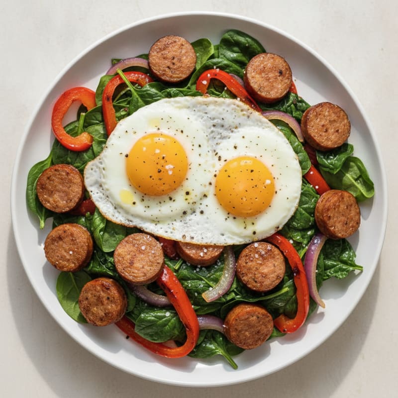Smoked Sausage and Spinach Skillet
