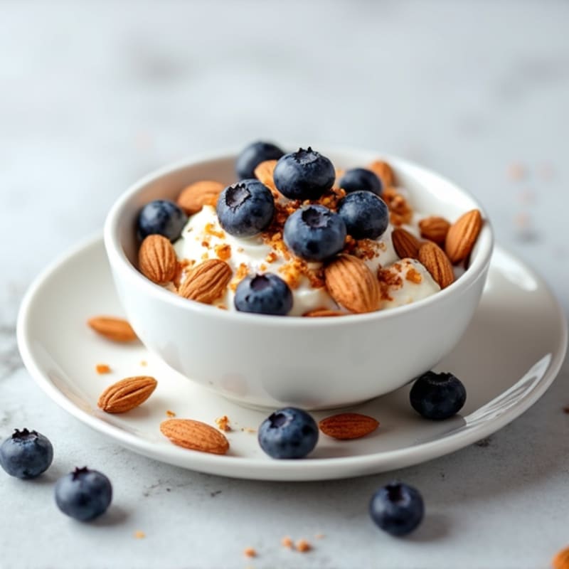 Greek Yogurt with Toasted Almonds and Blueberries