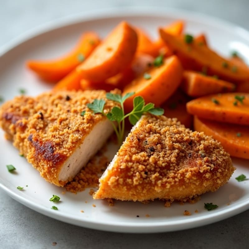 Crispy Baked Chicken with Roasted Sweet Potato Fries