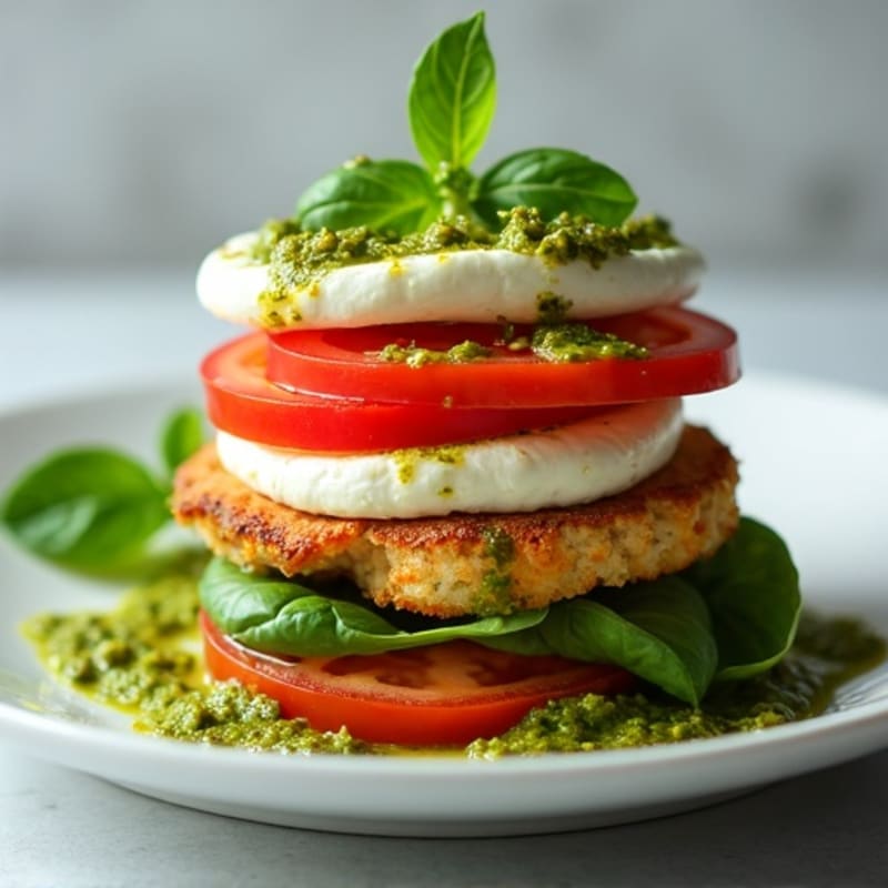 Fresh Tomato-Mozzarella Stack with Basil Pesto