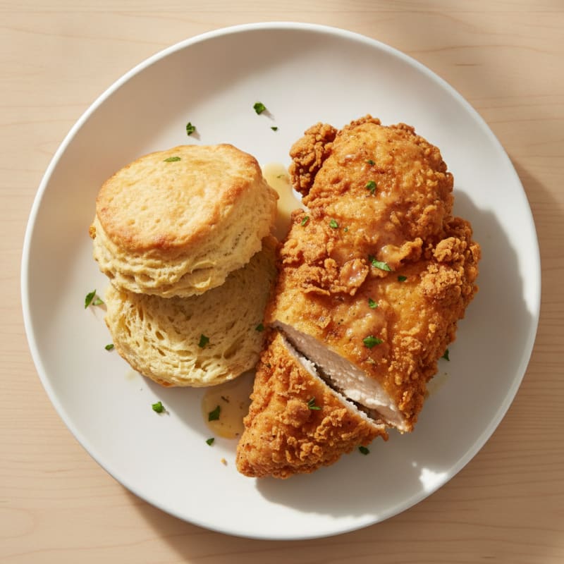 Buttermilk Fried Chicken with Flaky Biscuits
