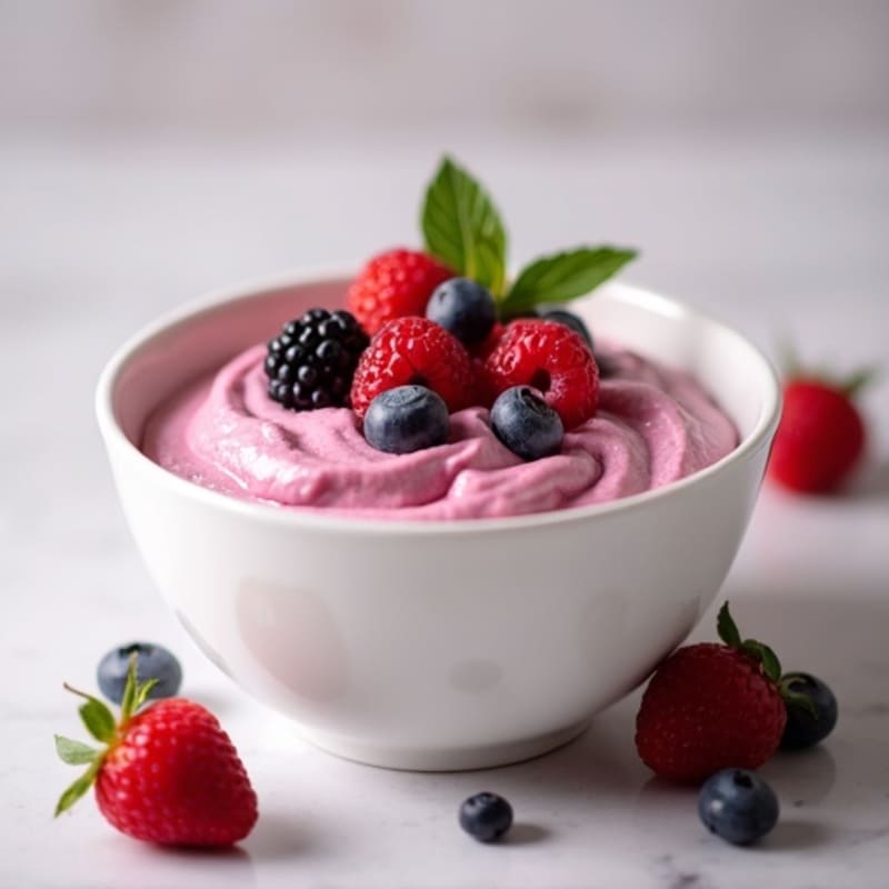 Creamy Greek Yogurt Protein Mousse with Mixed Berries
