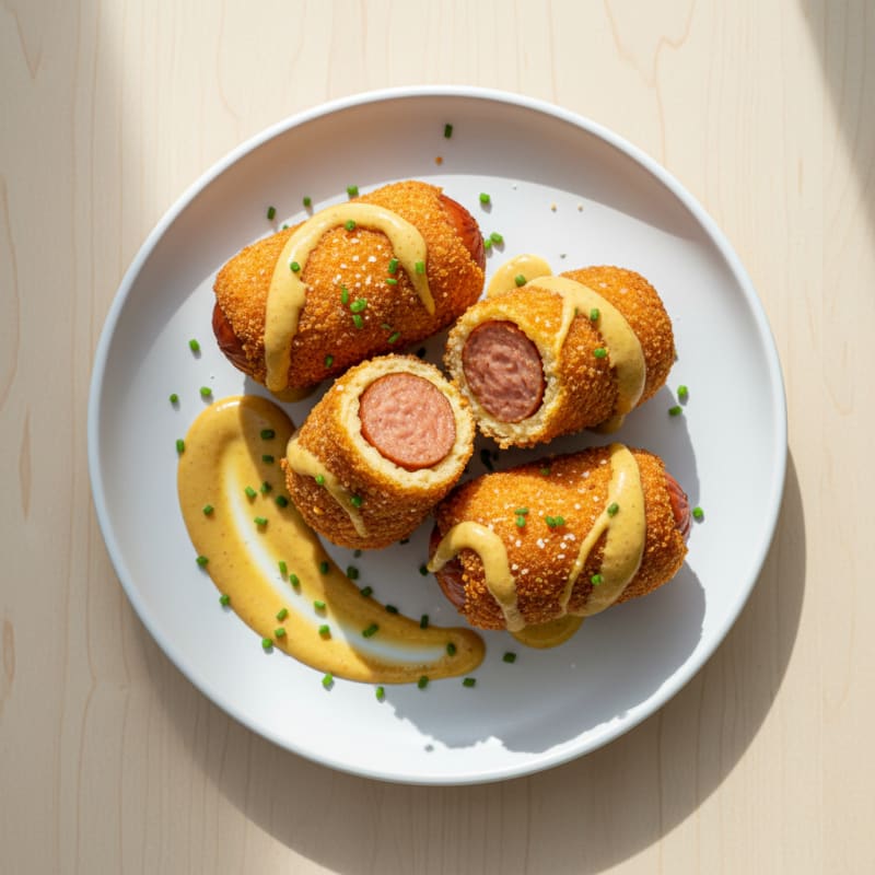 Crispy Golden Corn Dogs with Honey Mustard
