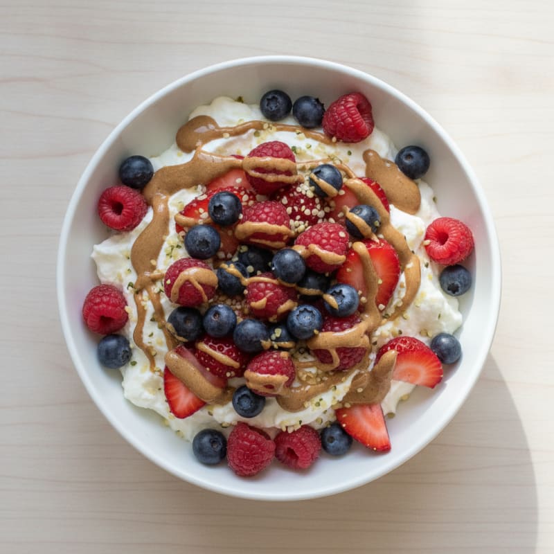 Greek Yogurt Protein Bowl with Mixed Berries and Almond Butter