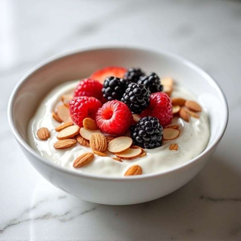 Creamy Greek Yogurt Protein Bowl with Berries and Almonds