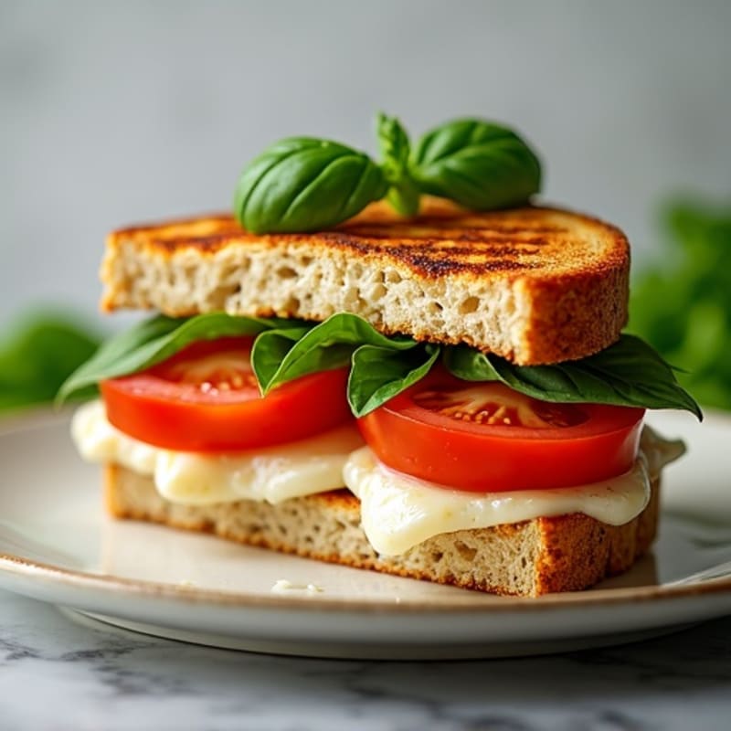 Grilled Fresh Tomato Mozzarella Sandwich with Basil
