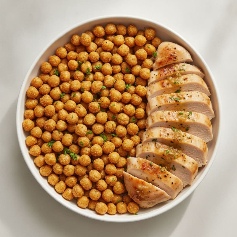 Savory Herb Roasted Chickpeas with Lemon-Garlic Chicken