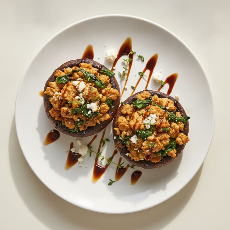 Herb-Stuffed Portobello Mushrooms with Balsamic Glaze