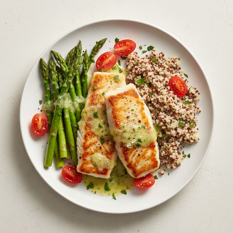 Golden Pan-Seared Cod with Lemon-Herb Sauce