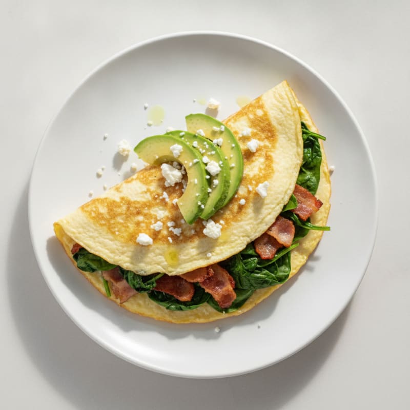 Egg White Omelet with Turkey Bacon and Spinach